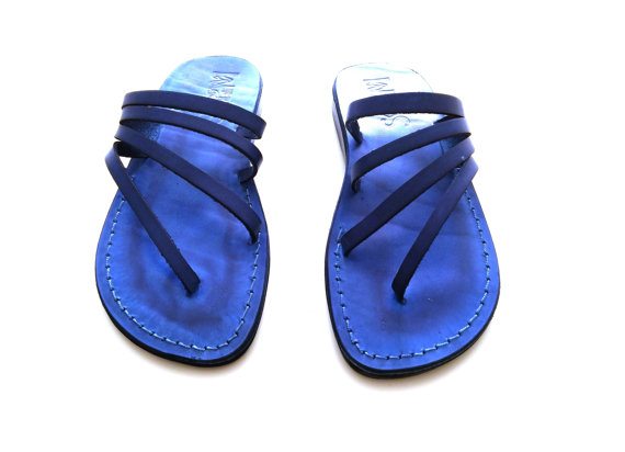Mariage - SALE ! New Leather Sandals RAINBOW Women's Shoes Thongs Flip Flops Flats Slides Slippers Biblical Bridal Wedding Colored Footwear Designer