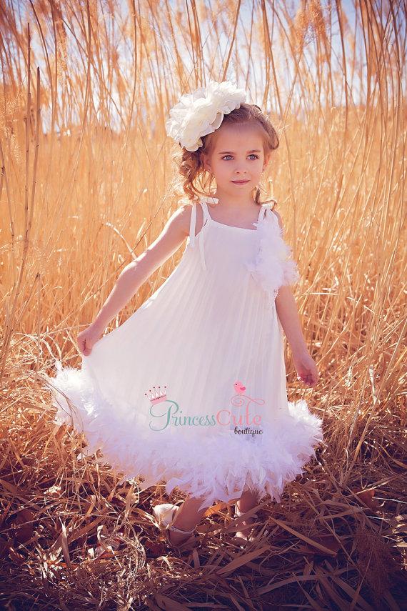 Свадьба - Lovely Dress for Your Flower Girls, Princess Flower Girl Dress, Custom Color Sash, Tulle Dress, Baby Wedding Dress