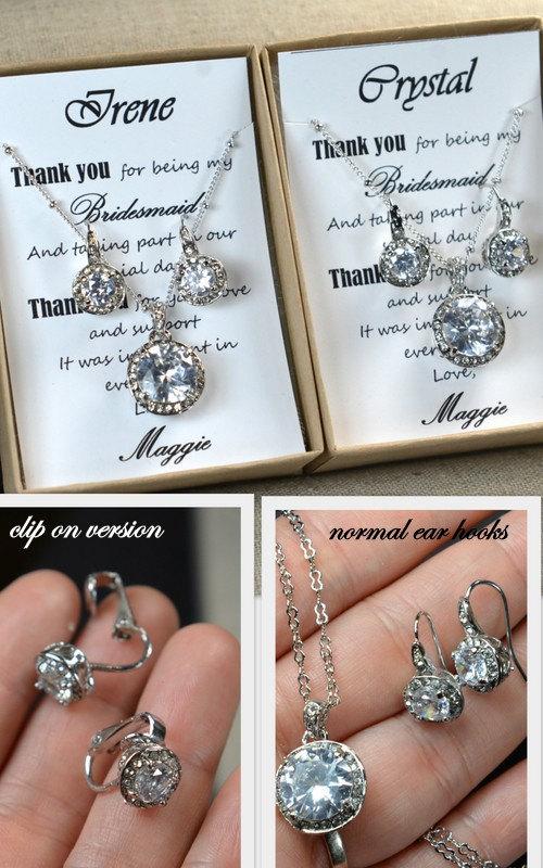 Hochzeit - Bridesmaid gifts ,Wedding Jewelry Bridesmaid Jewelry Bridal Necklace Bridesmaid Necklace Clear White swarovski Crystal flower drop Necklace