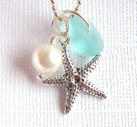 Wedding - Sea Glass Starfish Beach Wedding Jewelry