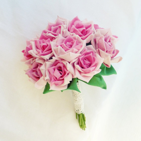 زفاف - Bridal Bouquet Roses or vase arrangment True LOVE rose  - Fabric Flowers & Ribbon Roses tutorial PDF - No Sew at All - Instant DOWNLOAD