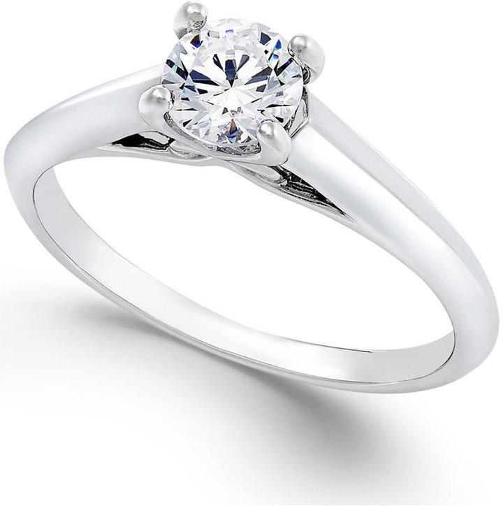 Hochzeit - Certified Diamond Engagement Ring in 18k White Gold (1/2 ct. t.w.)