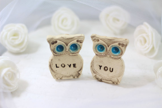 Hochzeit - Owl Wedding cake topper Owl decor Rustic wedding Love you owl wedding topper