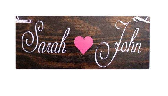 Hochzeit - WEDDING SIGN - "Name Hearts Name"/Ring bearer/Wedding Sign/Outdoor Wedding Decorations/Custom and Unique Sign