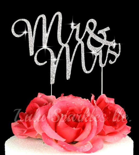 Свадьба - Large Mr & Mrs Bling Crystal Rhinestone wedding Cake Topper  Anniversary Wedding