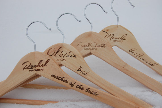 Wedding - Personalized bridesmaids gifts 5 Personalized Bridal Hanger - Woods / Bride / Wedding Hanger /Bridal / wire hanger / wedding hanger Gift