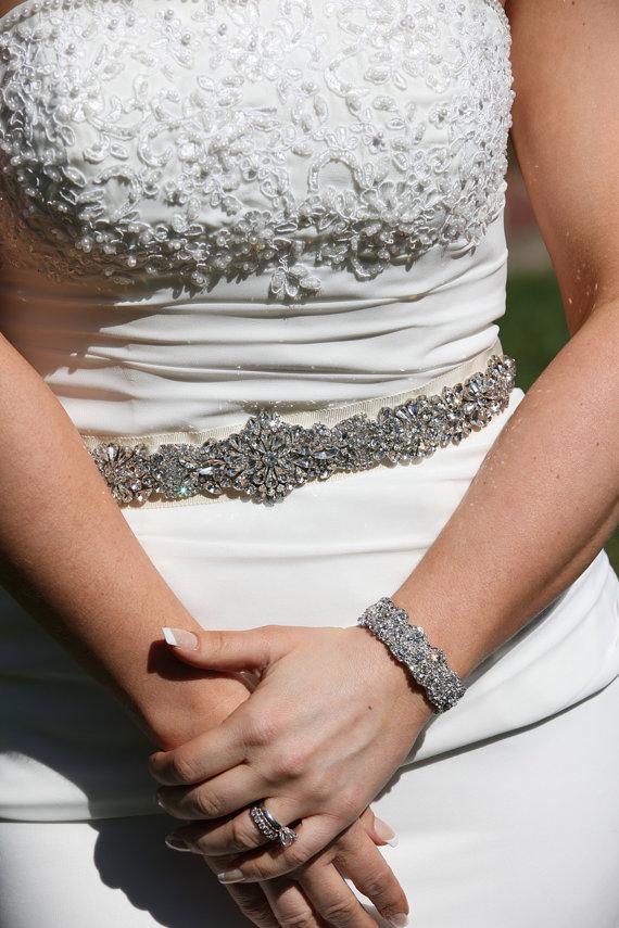 زفاف - Masha Wedding Sashes Bridal Dress Jeweled Beaded Crystal Belt Embellished Sash Applique