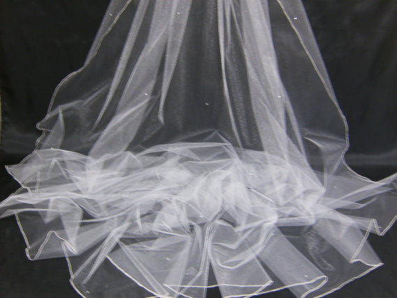 Wedding - Design Your Own Swarovski Crystal Rhinestone Finished Edge Cathedral Length Veil