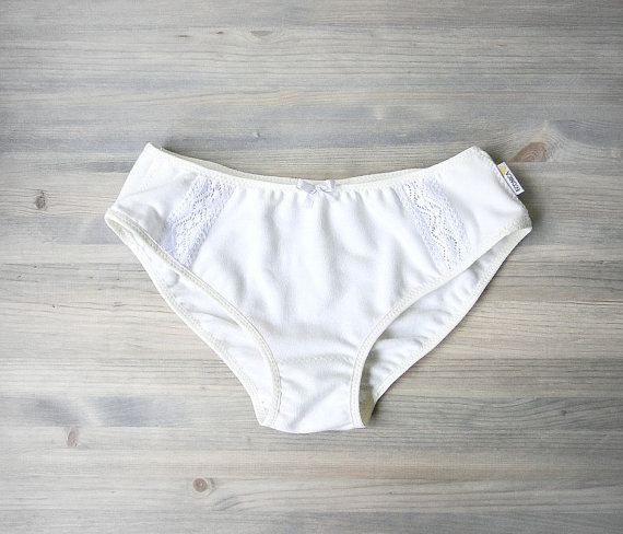 Mariage - Organic cotton classic panties  - white cotton lace lingerie