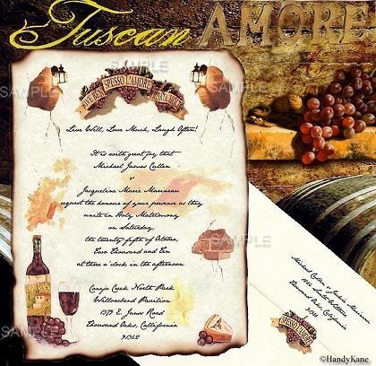 زفاف - qty 100 Tuscan Amore Italian Wedding Invitations Scrolls