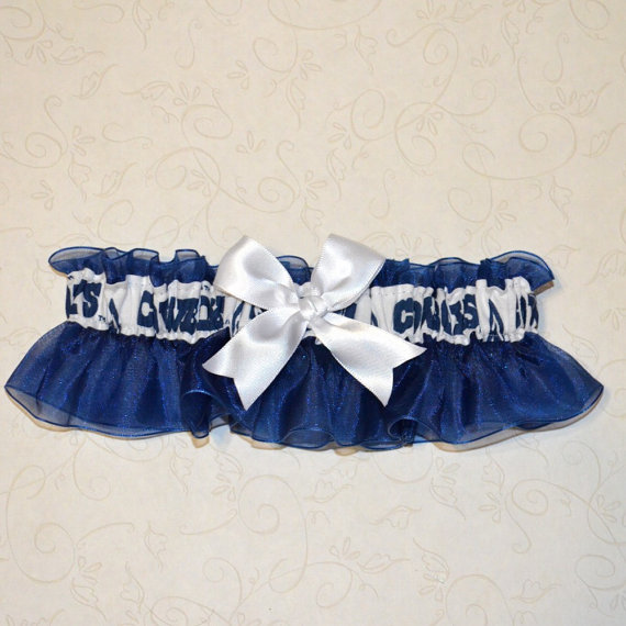 زفاف - Wedding Keepsake Garter Handmade with Dallas Cowboys fabric FFCM Blue