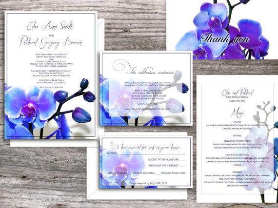 زفاف - Orchid PRINTABLE WEDDING INVITATIONS - Santa Monica Blue Orchid Suite