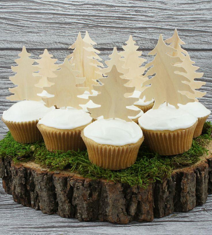 Hochzeit - Birch Forest Cupcake Toppers