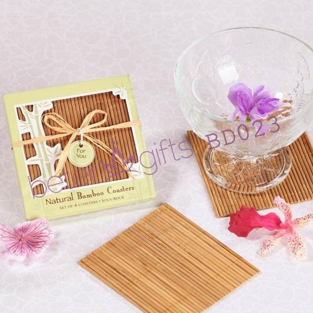 Wedding - Free Shipping 400pcs=100box Natural Bamboo Eco Friendly Coasters BD023 party Souvenir, Bamboo crafts from Reliable crafts suppliers on Shanghai Beter Gifts Co., Ltd. 