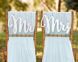 Mariage - "Silver Shimmer" Classic Mr. and Mrs. Chair Backers