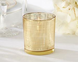 Wedding - Classic Gold Stripe Tealight Holder (Set of 4)