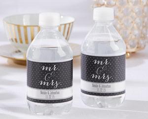 Mariage - Personalized Water Bottle Labels - Mr. & Mrs.