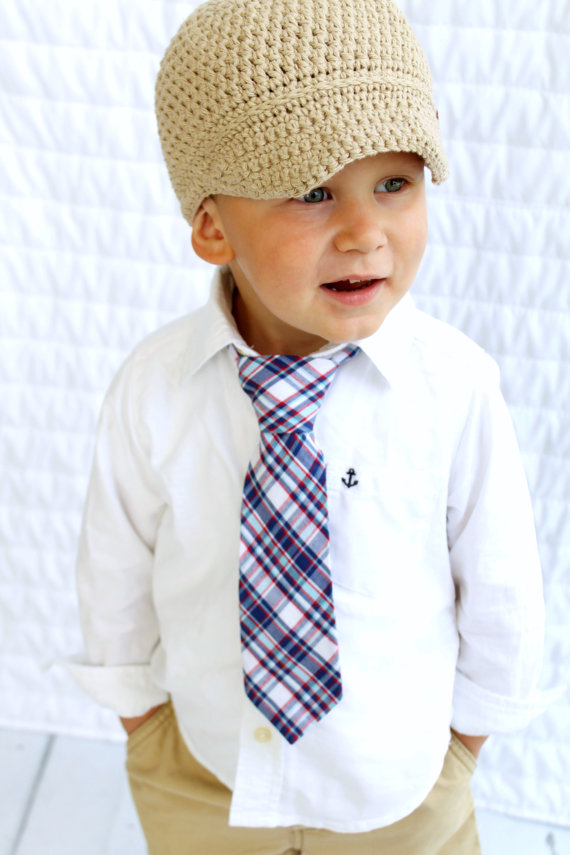 زفاف - NEW Boy's Wedding Blue Plaid Tie. Ring Bearer Tie, Toddler Tie, Baby Boy Tie, Boy Birthday Gift, Dapper Baby Boy. Ready to Ship! 4th of July