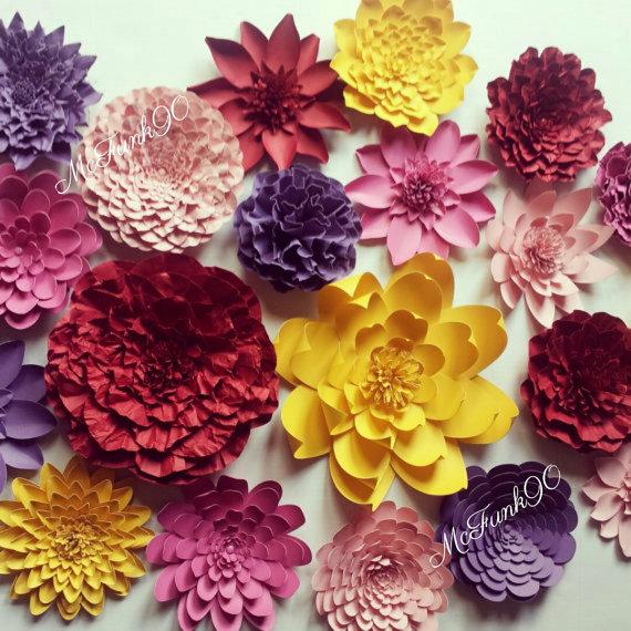Wedding - Weddings Handmade Large Paper Flowers Great for Photo Backdrop 6 to 10 inches