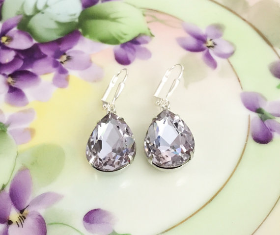Свадьба - Lavender Earrings Pale Purple Dangle Earrings  Gift Idea Bridesmaid Jewelry Prom Statement Earrings