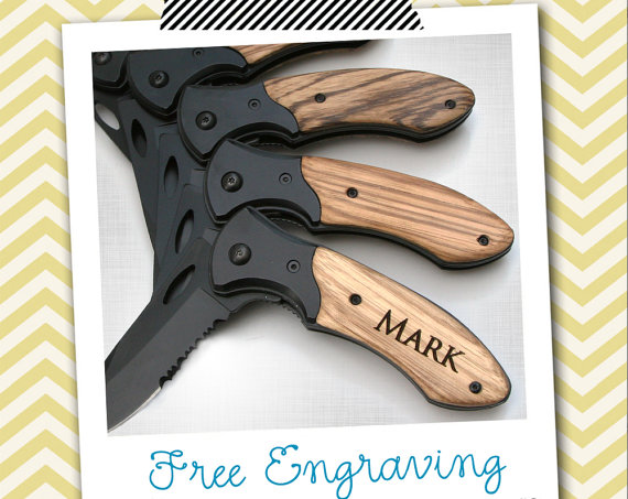 Свадьба - Groomsmen Gifts 1 PERSONALIZED Knife Engraved Knife Custom Knife Engraved Pocket Wood Knife Hunting Knife Groomsman Gifts Gift for Men