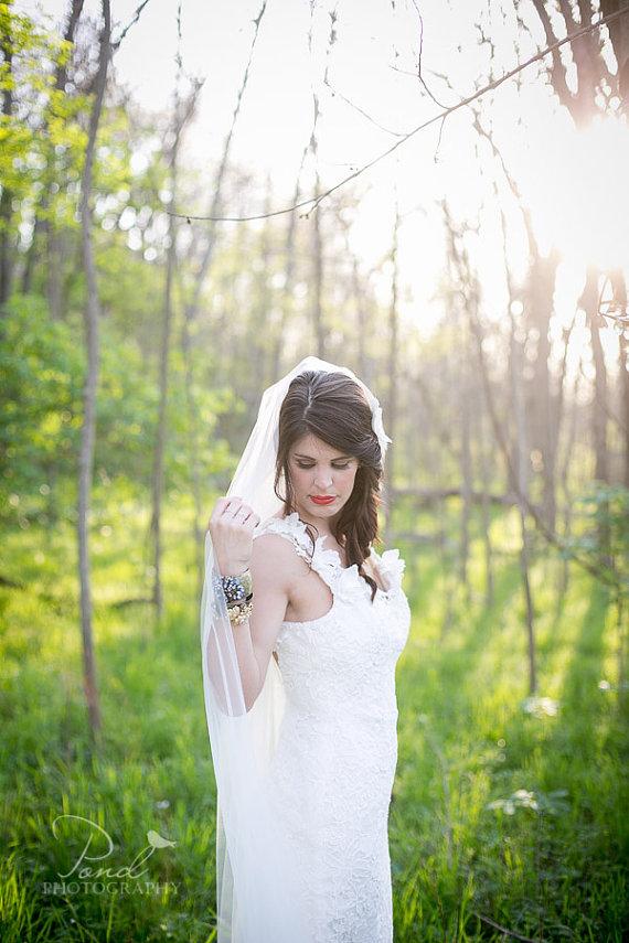 زفاف - Single Layer Tulle veil - bridal veil - comb - Ivory or white
