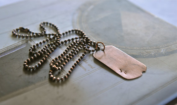 Mariage - Dog Tag Gift - Copper Dog Tag - Groomsmen Gift - Mens Initial Necklace - Hand Stamped Dog Tag - Mens - Personalized Jewelry