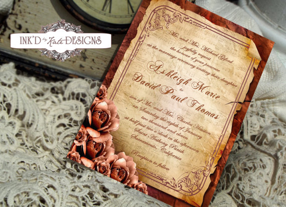 Hochzeit - Vintage  Rose Victorian Sheet Music Wedding Invitation