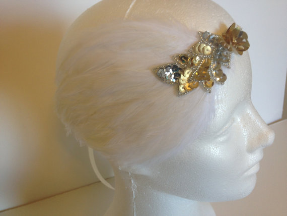 Mariage - 1920s Wedding Headband, Gold and Silver Beaded Headpiece, Gold Silver Headband, Gatsby Wedding, Bridal Headpiece, Bridesmaid Gatsby wedding