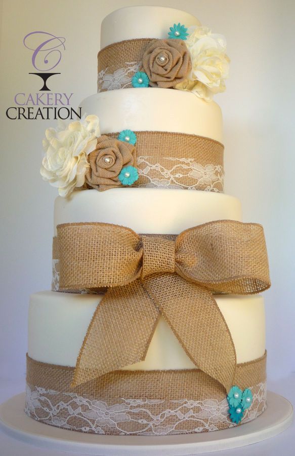 Wedding - Burlap & Lace Cake Ideas And Inspirations