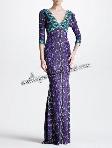 Hochzeit - EMILIO PUCCI Three quarter sleeve Snake-print Gown Sale