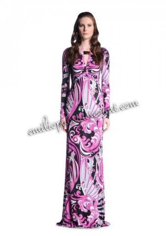 زفاف - On Sale Emilio Pucci Cool Printed Evening Gown Purple