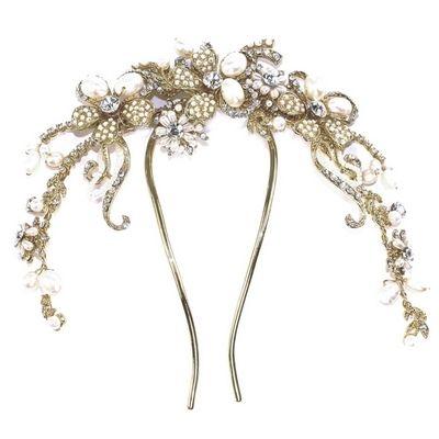 Wedding - Gold Pearl Crescent Comb (ic)
