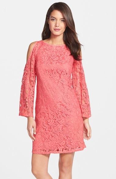 Wedding - Adrianna Papell Cold Shoulder Lace Shift Dress