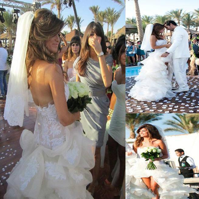 زفاف - 2015 Beach Backless Wedding Dresses High Low Spring Strapless Ruffle Appliques Organza Custom Sexy Bridal Dress Ball Gowns Maison Yeya Online with $112.88/Piece on Hjklp88's Store 