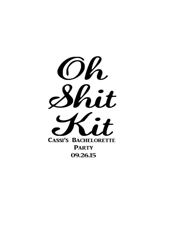 Mariage - Bachelorette Party Kit -Oh Shit Kit with Name and Date - Custom Rubber Stamp - Deeply Etched - You Choose Size
