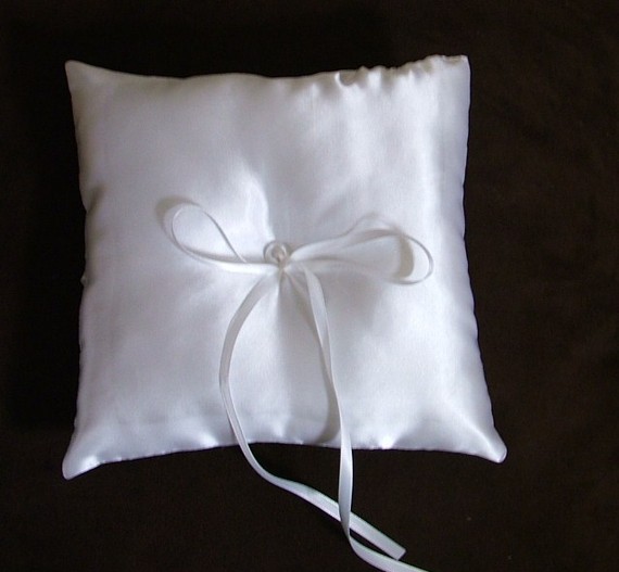 Wedding - custom made white satin ring bearer pillow