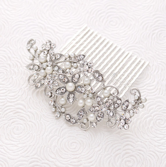 Свадьба - Bridal Hair Comb Crystal Pearl Hair Accessories Gatsby Old Hollywood Wedding Hair Combs Crystal Wedding Jewelry Accessory Comb for Bride