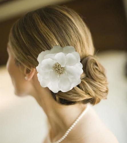 Wedding - White Flower Hair Clip,- Bridal Hair Accessories ,Wedding Hair Accessories-Flower Hair Clip