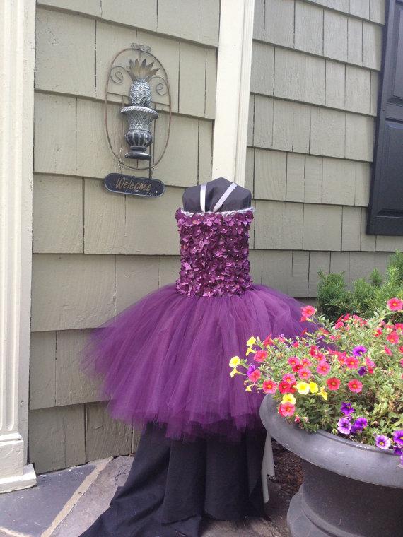 Mariage - Flower Girl Dress Purple Plum Tutu Special Occasion Wedding Dress