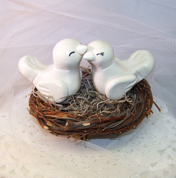 Wedding - Romantic Love Bird Wedding Cake Topper Birds - Elegant Wedding Decor - Custom Choice of Colors