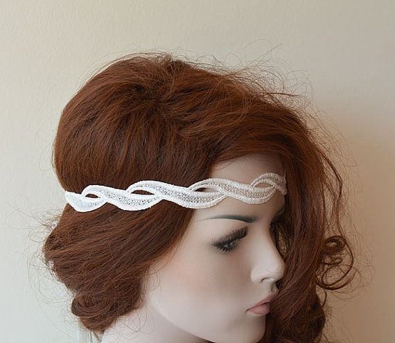 Свадьба - Rustic Lace Wedding Headband,  Ivory Lace Headband,  Bridal Hair Accessory, Rustic Wedding Hair Accessory
