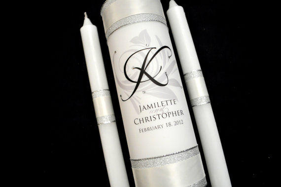 Hochzeit - Unity candle Set with crystals