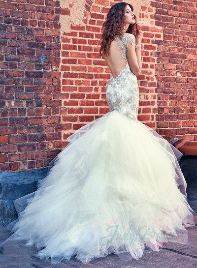 Wedding - luxury open back sparkles beading details ruffles skirt wedding dress