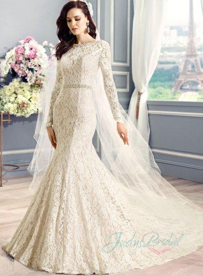Wedding - sexy vintage open back long sleeves lace mermaid wedding dress
