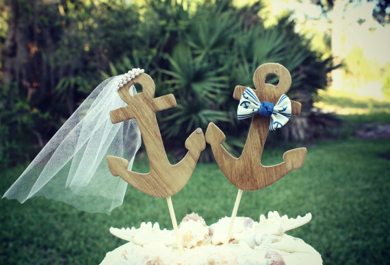 Mariage - Nautical wedding cake topper-anchor wedding cake topper-beach wedding-nautical wedding-anchor