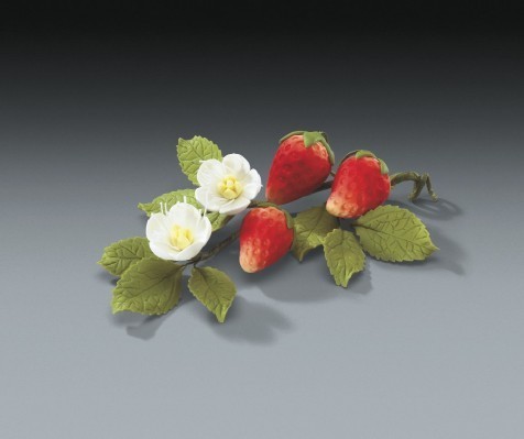 زفاف - Strawberry Gum Paste Flowers Set of 6 Sprays for Weddings and Cake Decorating - Ships Insured!