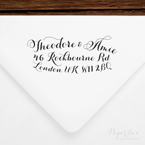 Mariage - Return Address Stamp #19 - Calligraphy - Save the Dates, Wedding, Wedding Showers, Newlyweds, Housewarming - Personalized  — INCLUDES HANDLE