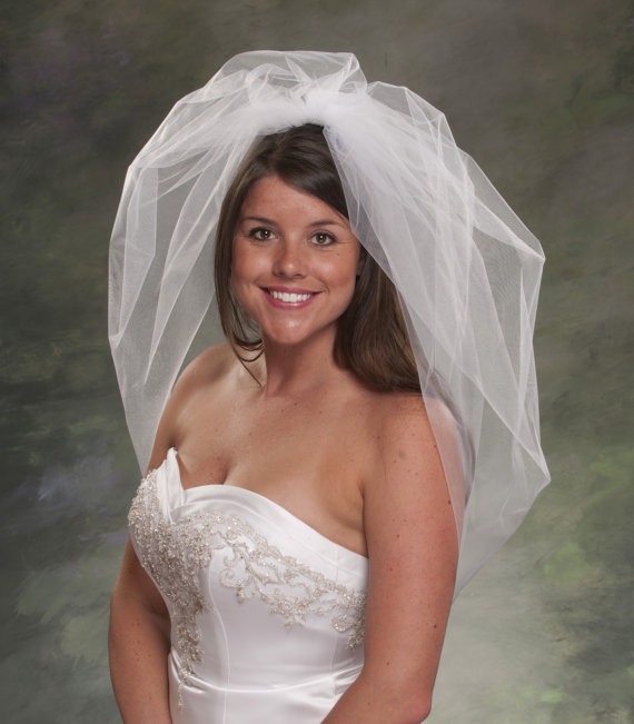 زفاف - 1 Layer Bubble Veil 1 Layer Bridal Veil Waist Length 30 Inches 1 Tier Tulle Veil Diamond White Veils ivory Veils Wedding Veils