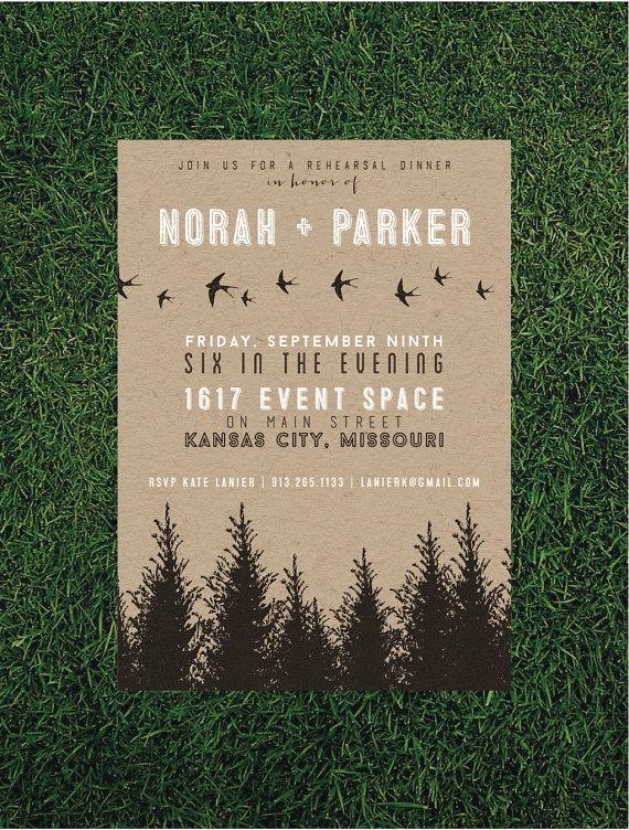 زفاف - Rustic Forest Rehearsal Dinner Invitation // DIY Printable // Typography Invitation, Evergreen Invitation
